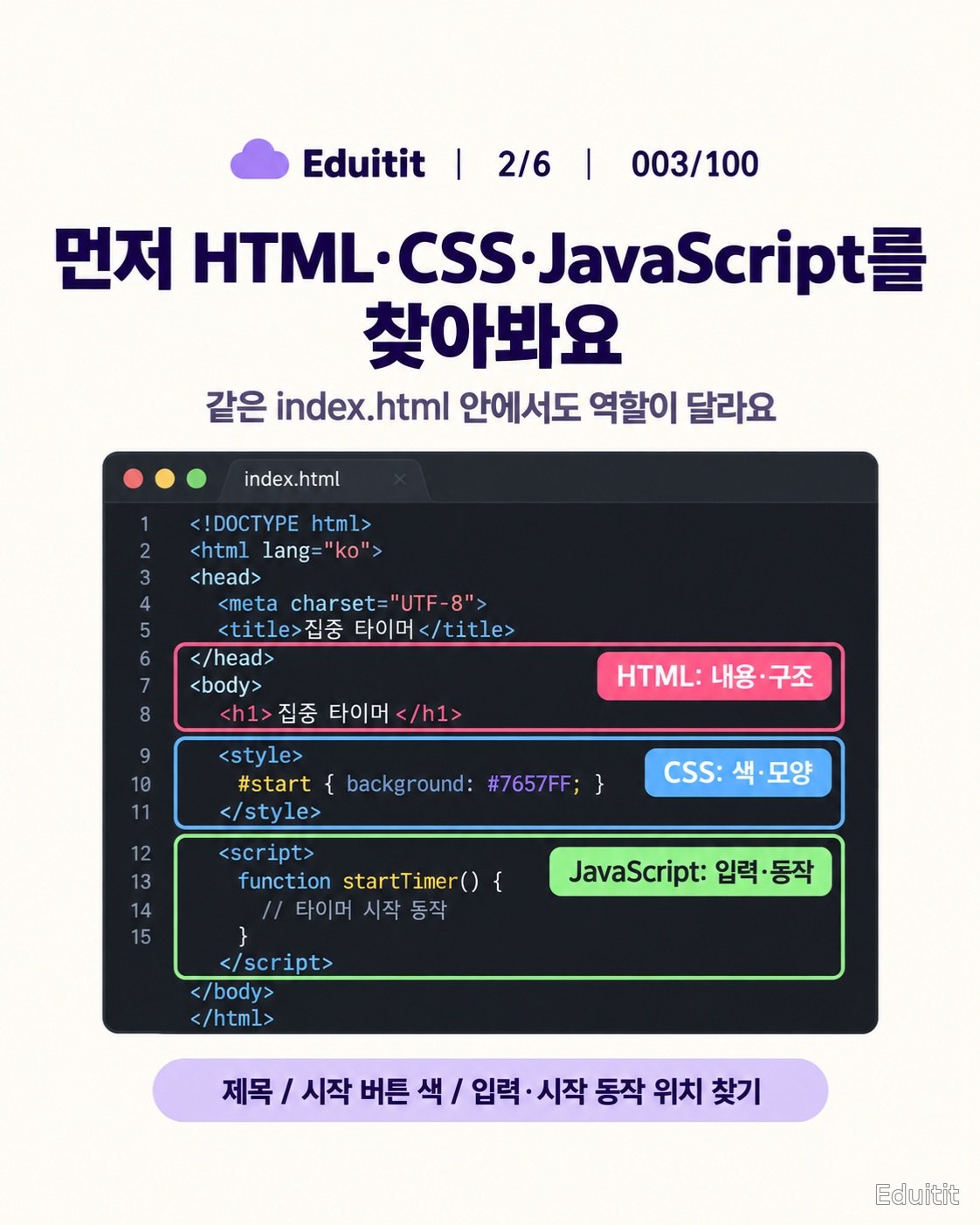 003/100 · HTML·CSS·JavaScript로 집중 타이머 바꾸기 2쪽